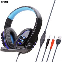 DFMEI 헤드셋 발광 치킨 이어폰 마이크 게임 이어폰 헤드셋, 블랙 블루 라이트 에디션 &F320
