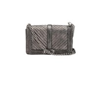 Rebecca Minkoff 여성용 쉐브론 퀼트 러브 크로스 바디 백 블랙