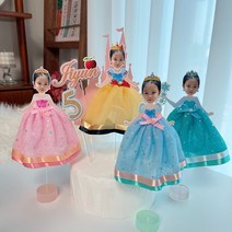 공주토퍼 아이생일 사진토퍼 캐릭터케이크 어린이집 유치원 생일파티, 핑크