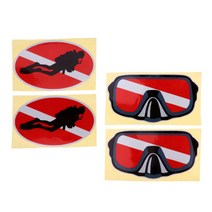 THE WAROOM SHOP 4Pcs 스쿠버 다이빙 다이버 다운 카약 트럭 고글 스티커 데칼, 애완 동물, 설명
