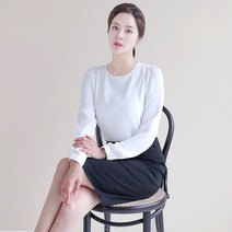여자 흰색 정장 블라우스 라운드넥 셔링 기본 베이직 면접복 상의 4계절