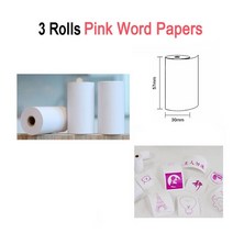 스티커출력기 블루투스라벨프린터 송장 휴대용 프린터 Paperang-58mm 감열 포토 용지 비스페놀 없음 흰색, 06 3 Rolls Pink Word