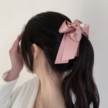 드레스빌앤샵 CP 실크 왕 리본 진주 골지 바나나핀 반묶음 올림머리