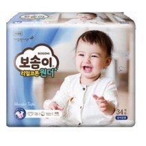 보솜이 리얼코튼 원더 밴드형 기저귀 공용 대형(10~14kg), 136매, 대형