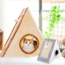 고양이 하우스 삼각 숨숨집 스크래쳐 장난감 집, 그레이L, 1개