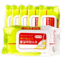 베이킹소다 물걸레 청소포 실속형 중형 6개입 습식타입(200X300mm), 6팩