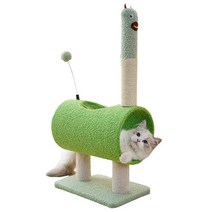 도토리ZIP 고양이 미니캣타워 초소형 숨숨터널 캣타워, 그린