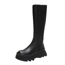 승마 부츠 가죽 말 신발 승마화 여자 여성 남자 남성 플랫폼 웨지 고스 패션 부츠 여성용 무릎 높이 탄성, 01 35, 01 Black_01 35