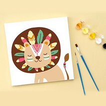 유화 그리기 세트 DIY 그림 어린이 인디언 동물 색칠 놀이 공부 색감 캔버스 액자 만들기, 액자(깃털너구리)+스티커제공