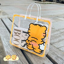 쇼핑백 투명 pvc 포장 핸드백 러블리 타이거 선물 가방 의류 업소용 외출 패션 pp쇼핑백 제작 가능, 02 미디엄1개32*28*11CM