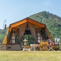 야외 캠핑 텐트52R재 조각은ogawa오가와 오두막 텐트, 3-4사람, 카키 예약（예정된 지상 배달 매트，검은 고무 상단 커튼