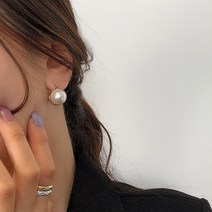 양면 진주 더블 왕진주 큰진주 볼드 원터치 귀걸이 하객 한복 혼주 알러지방지