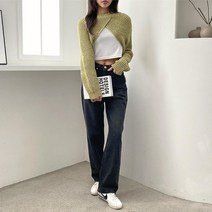 다잇템 [다잇템] 여자 숏가디건 코디용 라운드 언발 크롭티 니트