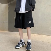 트레이닝 반바지 남자 와이드 여름 캐주얼 바지 와이드 5부 남자 미디엄 팬츠