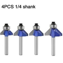 밀링 커터 정밀 가공 1pc 1/4 생크 45도 모따기 라우터 비트 나무 비트에 대 한 베벨 목공 커터를 형성 하는 가장자리, 4PCS 6.35shank