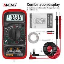 볼트 계량기 전력측정기 분석기 전류계 전압계 aneng an8205c 디지털 멀티미터 acdc 전류계 volt ohm test meter 직업 multimetro lcd, AN8205C 레드