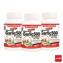 (3병 특가) 뉴트리돔 갈릭 100배 고농축 마늘 보충제 알리신 추출물 함유로 혈관확장에 좋은 무향 갈릭 영양제 (120 캡슐)
