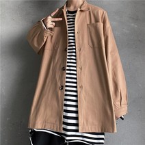 봄 남여공용 긴팔 셔츠 카고풍 셔츠 루즈핏 셔츠 커플룩