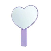 하트거울 휴대용 거울 작은 심장 모양의 화장 플라스틱 여행 여성 소녀용, 보라색