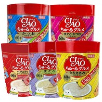 희동이네 고양이 간식 이나바 챠오츄르 대용량 구루메 버라이어티 60P 5가지맛 골라담기, 참치 60p (sc-139)