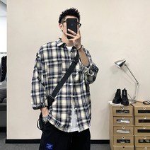 봄 남성 캐주얼 세트 3피스 캔버스룩 체크무늬셔츠 자켓 대학생룩