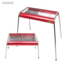 꾸버스 투스텝 바베큐그릴 휴대용 직화 숯불 그릴 캠핑 화로, 레드, 1개