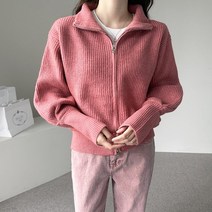 바이단미 여성용 니트 반목 울 지퍼 가디건