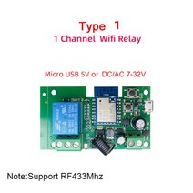 와이파이 릴레이 모듈 24v 12v 1CH Tuya 스마트 Wifi 게이트 차고 도어 자동 잠금 스위치 DC 12V 24V 32V 1 2 채널 인칭 릴레이 Alexa Alic, 1 Channel 7-32V