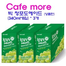 [카페모어] 빅 청포도 에이드 (340ml 3카톤) 새콤달콤 청포도, 340ml * 3카톤