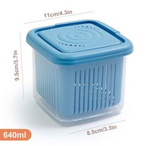 베리 키퍼 박스 컨테이너 베리 박스 신선한 더블 레이어 과일 보관 용기 방진 내구성 미끄럼 방지 마늘 양파 유지, 블루 라지