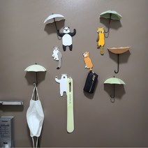 현관문 자석 마스크걸이 보관 접착식 우산 모양 벽에 붙이는 현관 문 도어 고리 차키 키 후크, 동물후크(12종), 01여우원숭이