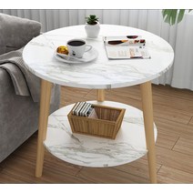 원형 테이블 카페 식탁 이케아 홈웨어 가사도구 간이 티 창의적 유럽식 소형 베란다, 01.조립하다., 20.흰돌무늬 원형 이중 60X52(높이)cm