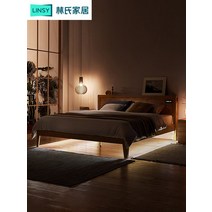 led 퀸침대 신혼침대 린의 홈 가구 현대 오크 단단한 나무 침대 1.5m 대형 더블 통나무 목재 산업 CR8A, [01] 로그칼라 CR8A-D 침대밑 수납이 없는 침대, [01] 1500mmx2000mm, [01] 뼈대
