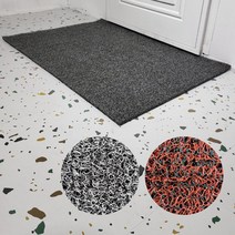 업소용 베란다 바닥 고무 투톤 코일 매트 인테리어 롤 현관 발 카페트, 80cm x 55cm, 블랙&그레이, 1개