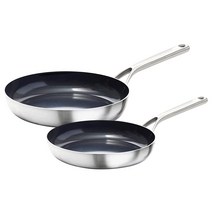 OXO Mira 3중 스테인리스 스틸 20.3cm8인치 및 25.4cm10인치 프라이팬 세트 인덕션 멀티 클래드 식기 세척기 금속 기구 사용 가능 USA 미국, 8