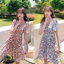 빈티지 플라워 주름 원피스 무늬원피스 꽃무늬원피스