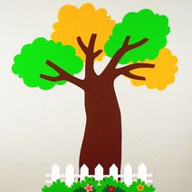 [지니스쿨] 교실 환경미화 - 넓은잎 봄 나무 세트 200 (흰색 울타리)