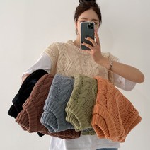 KUKU 국내제작 여성 꽈배기 니트 조끼 가을 겨울 빅사이즈 국산