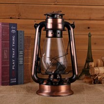 레트로 오일램프 등유 휴대용 캠핑 남포등 광부, 당김 고리 빨간색 중형 랜턴 높이27cm