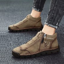 도오빠 차이티 남성 빅사이즈 가죽 워커 부츠 보트화 운동화 무지 지퍼 스티치 발편한 사계절 중년 남자신발