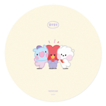 로이체 BT21 minini PVC 원형 알제이 망 타타 마우스패드, 베이지, 1개