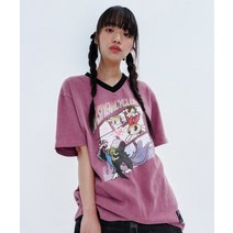 [빠른출고]/네스티팬시클럽 [PPG X FANCY] P.P.G 코믹스 피그먼트 브이넥 티 (DARK PINK)F23PG1005 COMICS V-NECK TEE