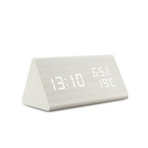거실 시계 인테리어 무소음 탁상 알람시계 디지털 led 나무 알람 테이블 사운드 제어 전자 데스크탑 usbaaa 전원 데스페라도 홈 테이블 장식, l-화이트