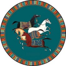 만다라 북유럽 타로 멍석 원형 러그 스타일 호랑이와 말 서클 방 라운드 지역 카펫 침실 공간 거실용 대형, 160cm, 1