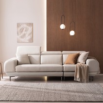 에몬스홈 아벨로 3.5인 통가죽 소파 스툴포함, 스모키블루