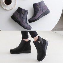 벨루치슈즈 여성 버클 벨트 발편한 통굽 엄마선물 중년 패딩 앵클부츠 4cm