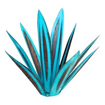 13.7Inch 테킬라 소박한 조각 DIY 손으로 그린 ​​금속 용설란 식물 야외 정원 잔디 장식품 - 라이트 블루, 하나, 보여진 바와 같이