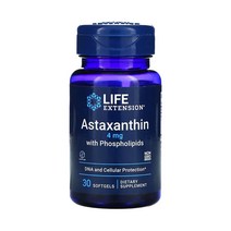 라이프익스텐션 아스타잔틴 인지질 함유 4 mg 소프트젤 30 정 Astaxanthin, 1팩