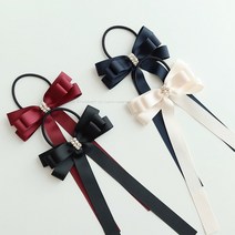 진주 큐빅 포인트 롱 골프 리본 머리끈 4color