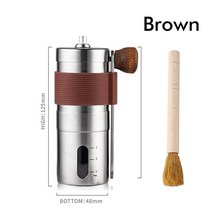 휴대용 캡슐 커피 머신 커피 그라인더 수동 스테인레스 스틸 휴대용 미니 수제 커피 콩 그라인더 전문 커피 도구 커피 액세서리, 브러시로 갈색